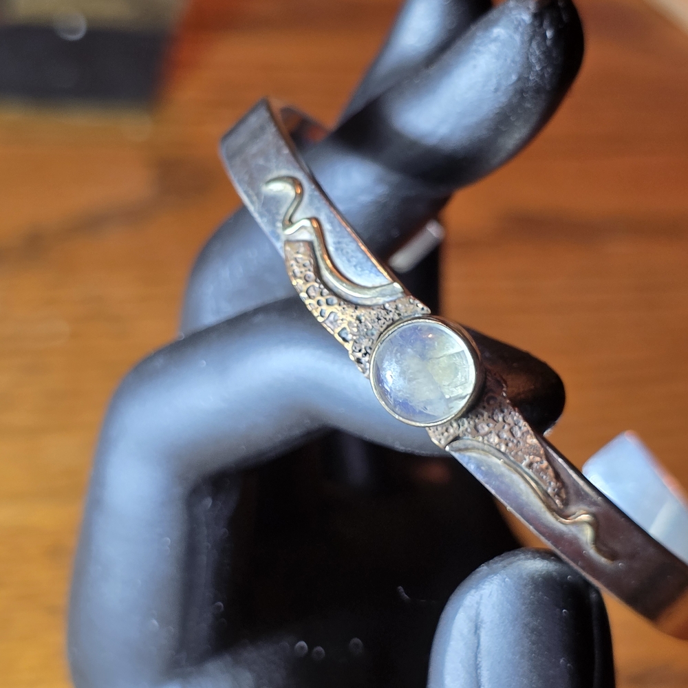 Sterling Silver and Moonstone Cuff Bracelet